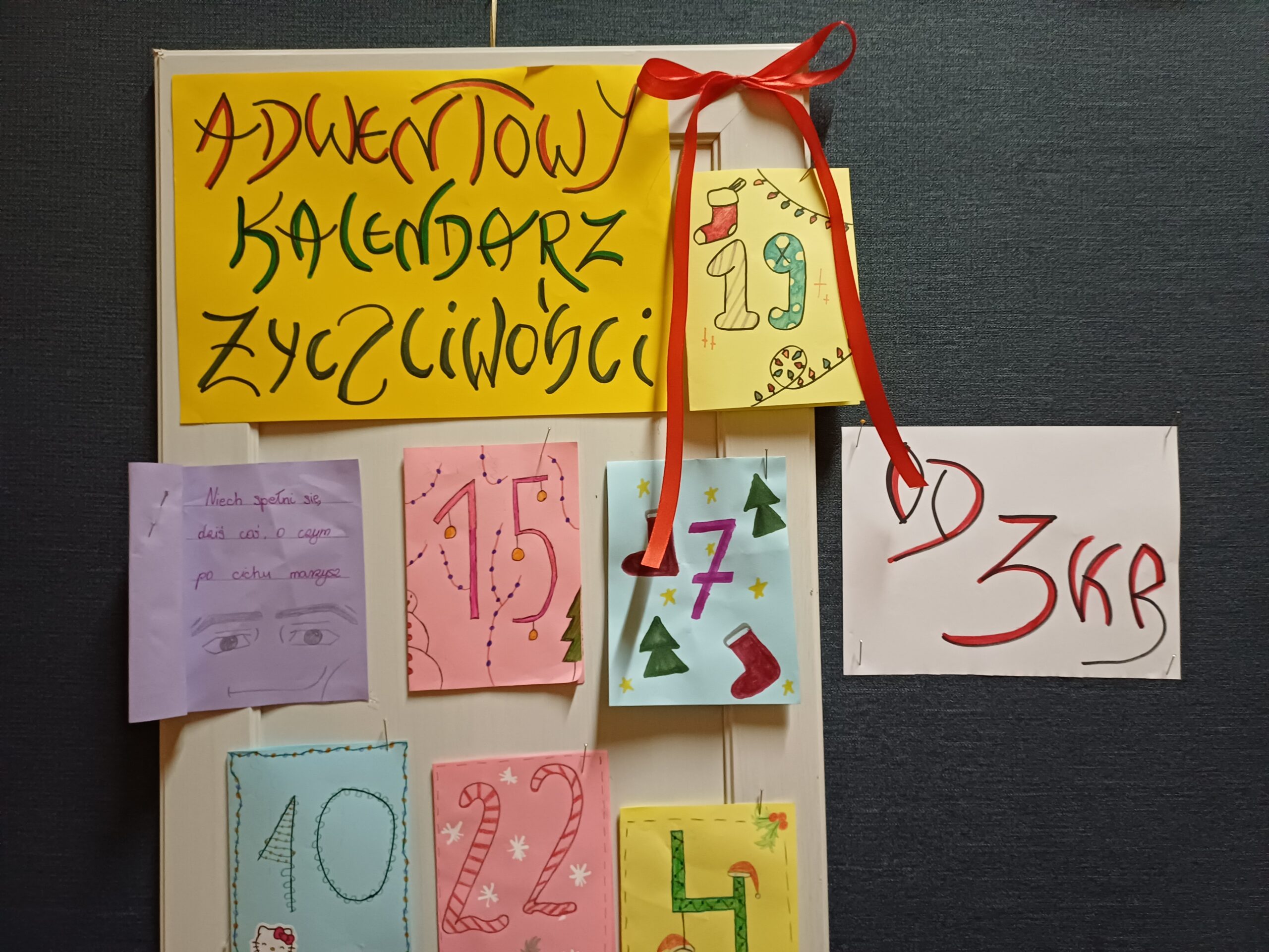 Adwentowy kalendarz życzliwości od klasy 3KR.