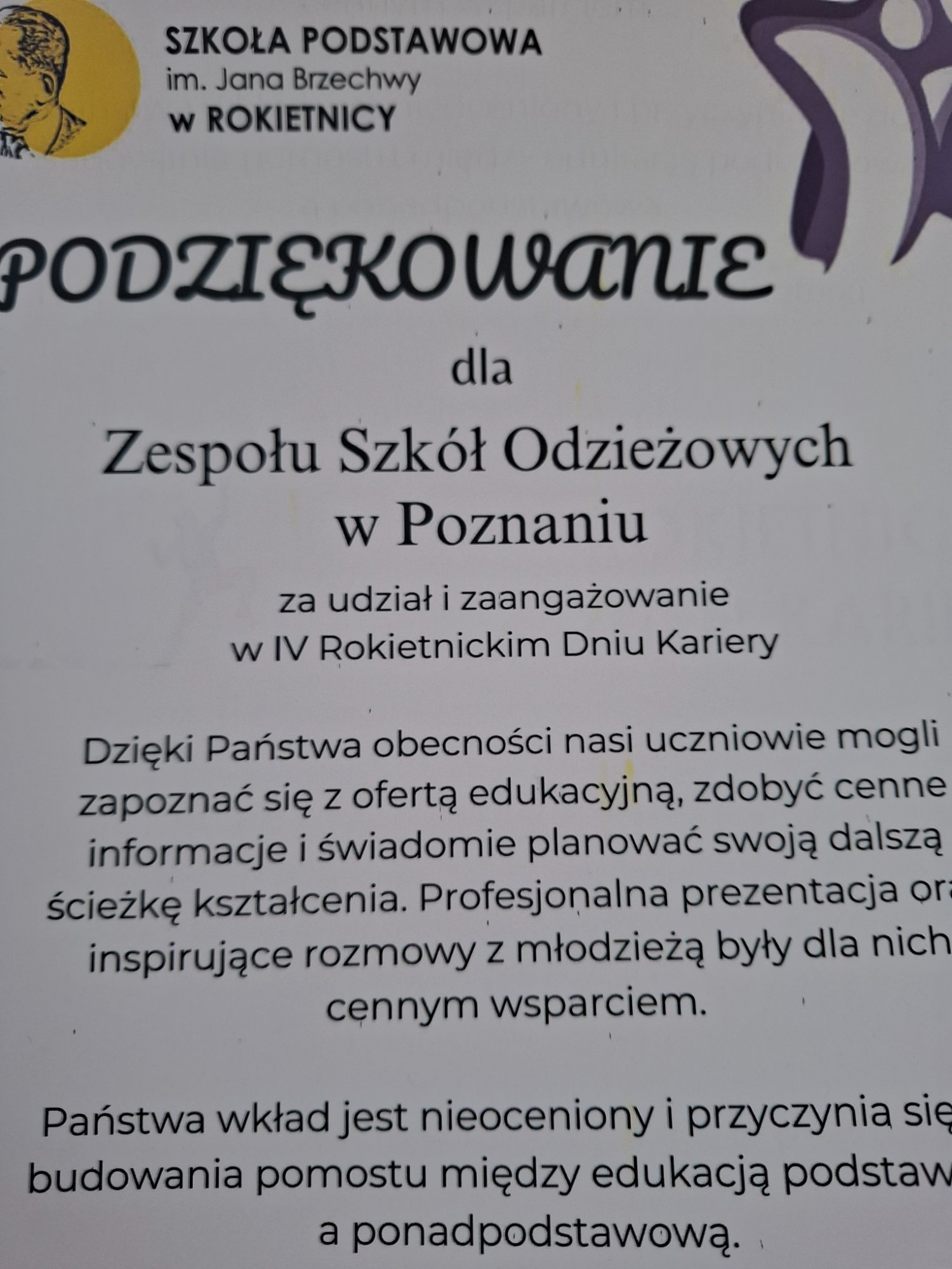 Promocja szkoły – Dni Kariery w Rokietnicy.